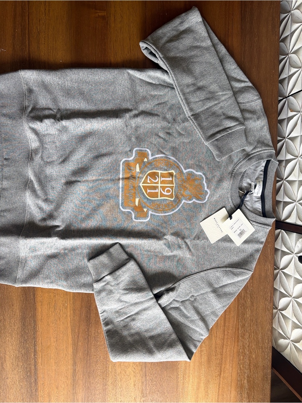 Ballantyne Grey Crewneck Sweatshirt with Gold Crest
